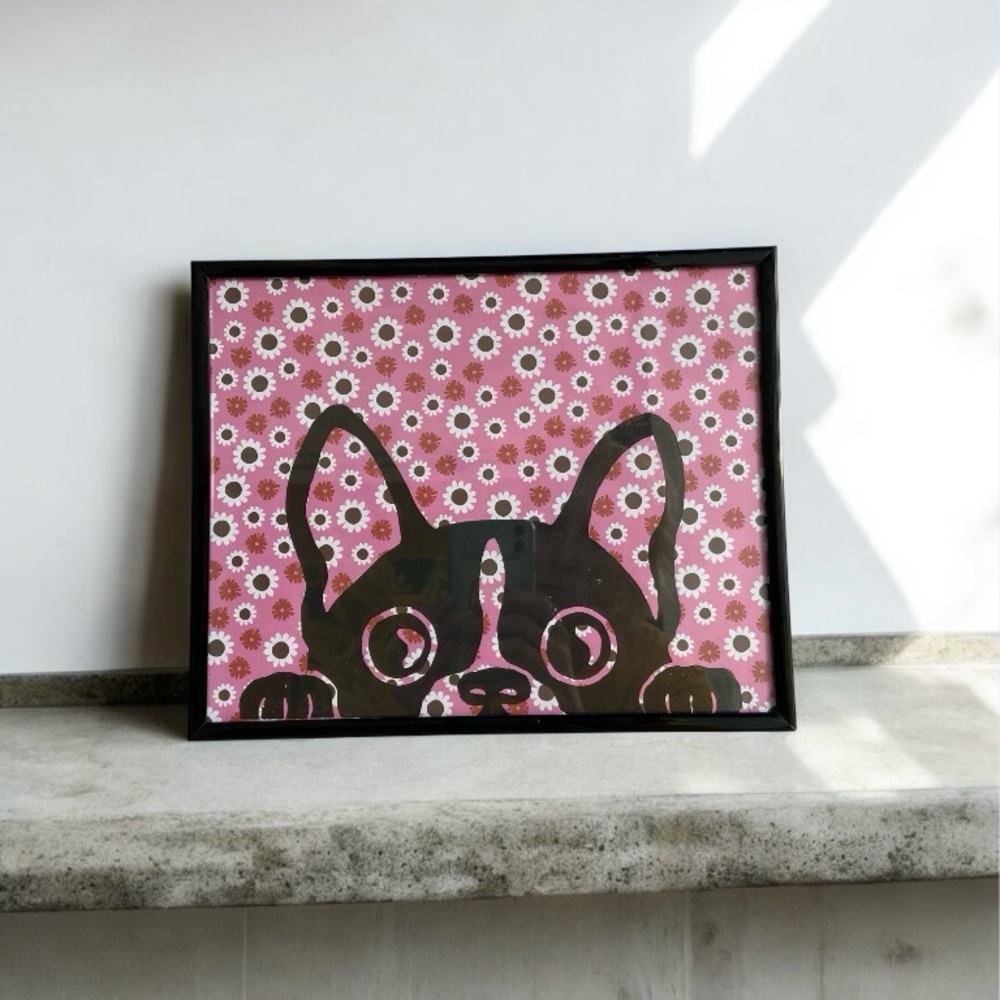 🌸🐾“Pink Poppies” from the “Peekaboo Puppydog” Print Series